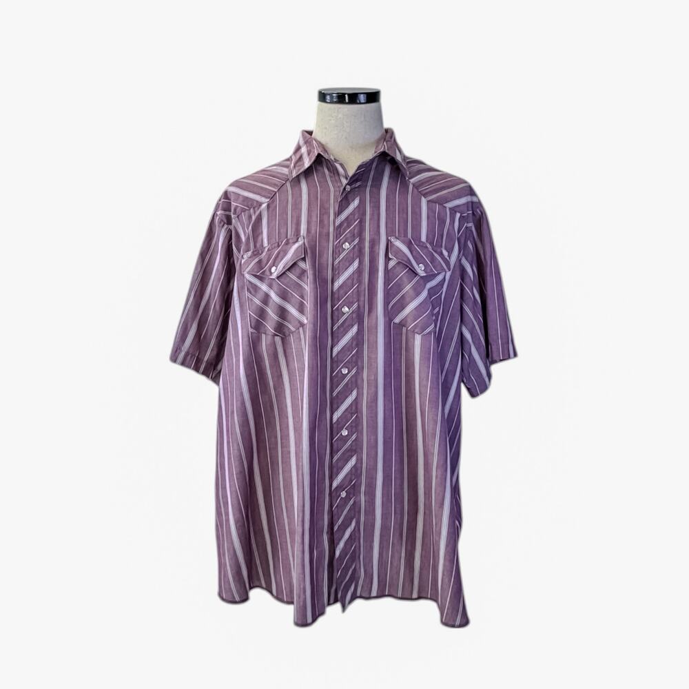 Wrangler Striped Western Pearl Snap Cowboy Collared Button Down Shirt Men's XXL